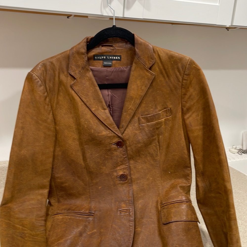 Distressed Leather Black Label Ralph Lauren Blazer